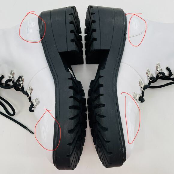 Skechers Weekend Best White Memory Form Lace Up Side Zip Combat Lug Boots 7.5 - Picture 7 of 12